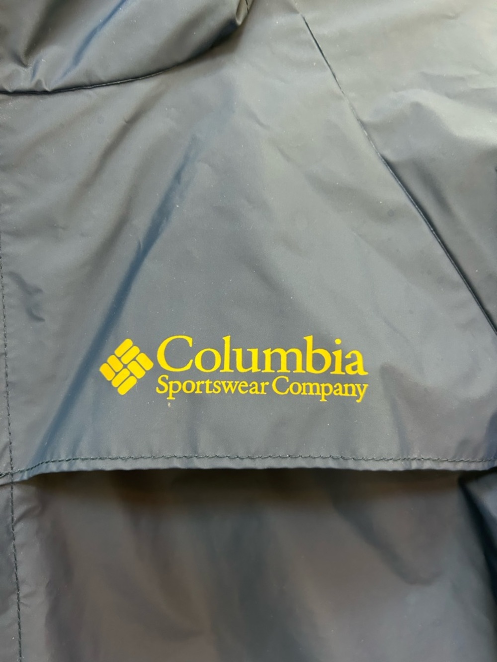 Columbia Navy Rain Jacket with Yellow Logo Men’s L - Picture 2 of 8